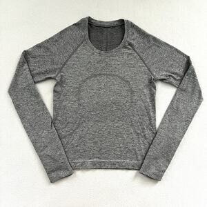 Lululemon Women Solid Gray Swiftly Tech Long Sleeve 2.0 Race Length Shirt Top 4
